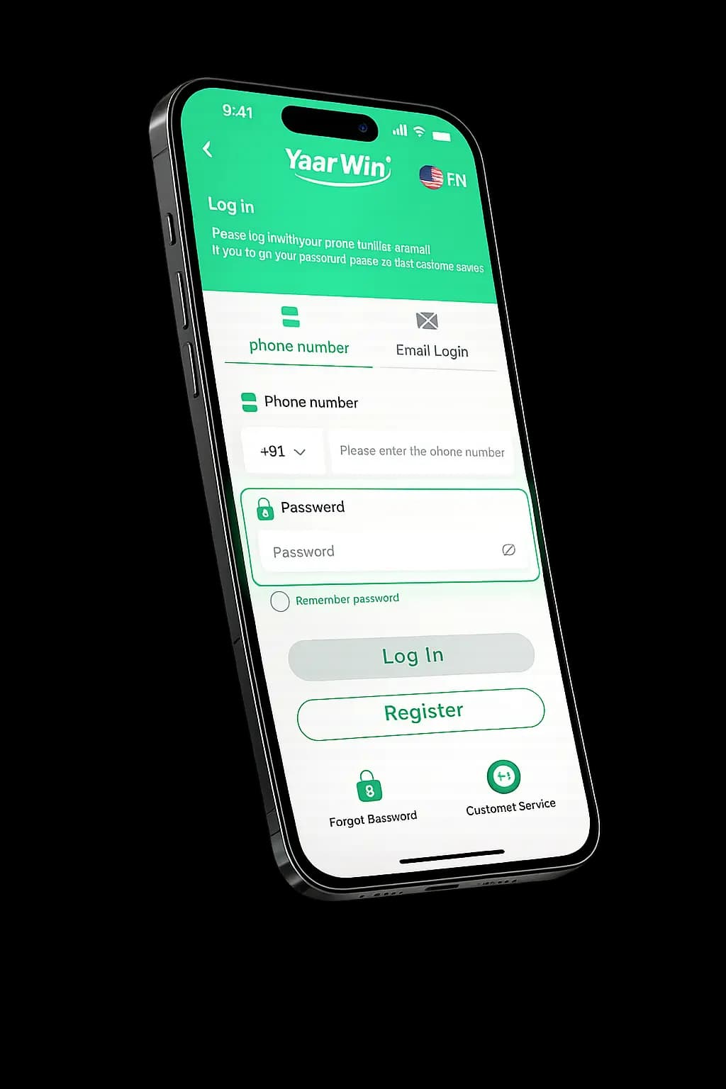 Enter password on YaarWin login