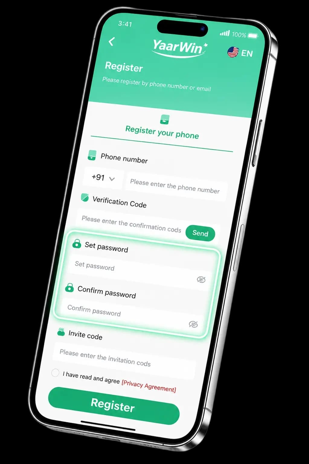 Set password on YaarWin