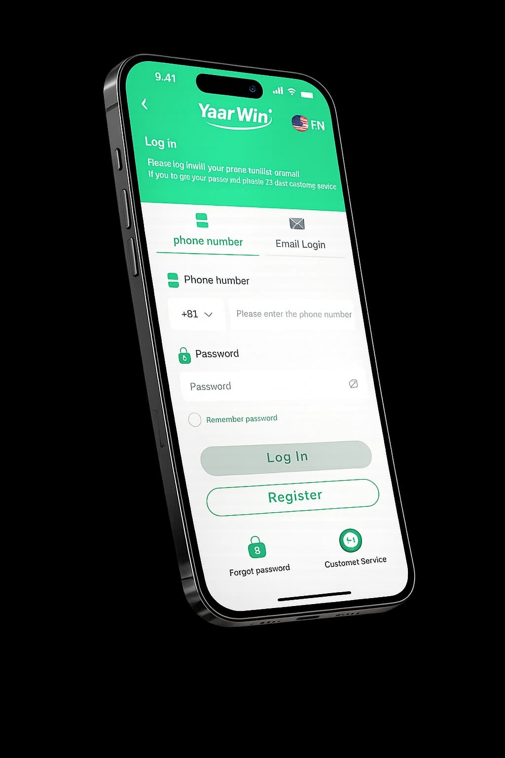 YaarWin login form